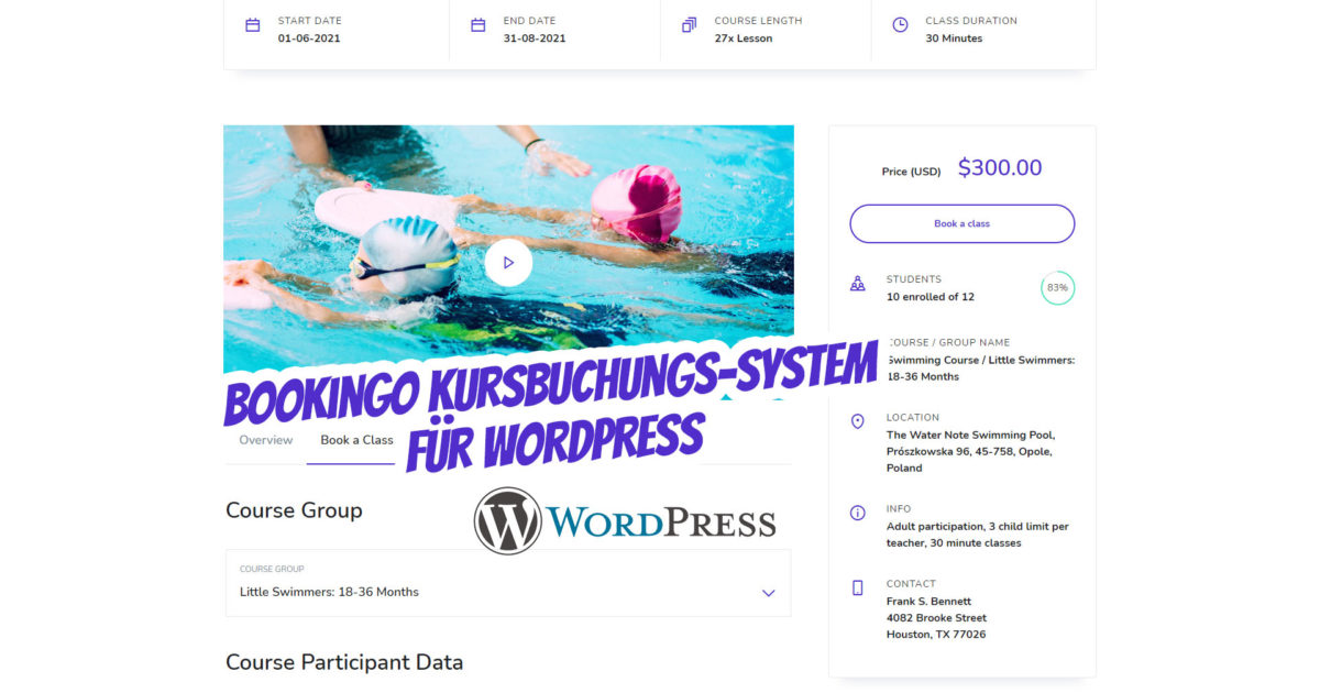 Bookingo Wordpress Kursbuchungssystem Einfach Ansprechend Leicht Verwaltend