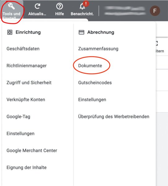 Google Ads Rechnung Adwords Finden Dokumente Bill Invoice Historie Alte Oberflaeche