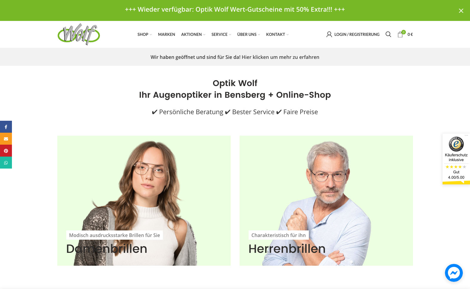 Ga naar beneden Kudde Ontslag Augen-Optiker Werbung & Onlinemarketing 🥇 Internetseite + Online-Shop
