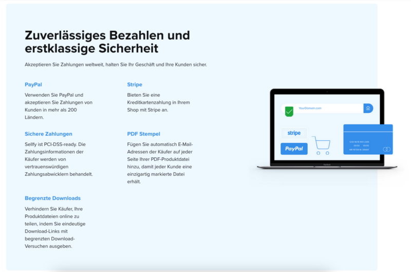 Sellfy Shop Bezahlen Payment Shopsystem Anbieter Paypal Stripe