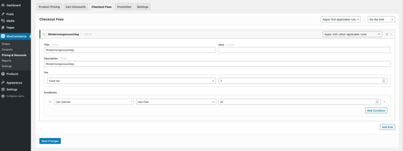Woocommerce Mindermengenzuschlag Mit Woocommerce Regeln Dynamic Pricing Discounts Cart Checkout